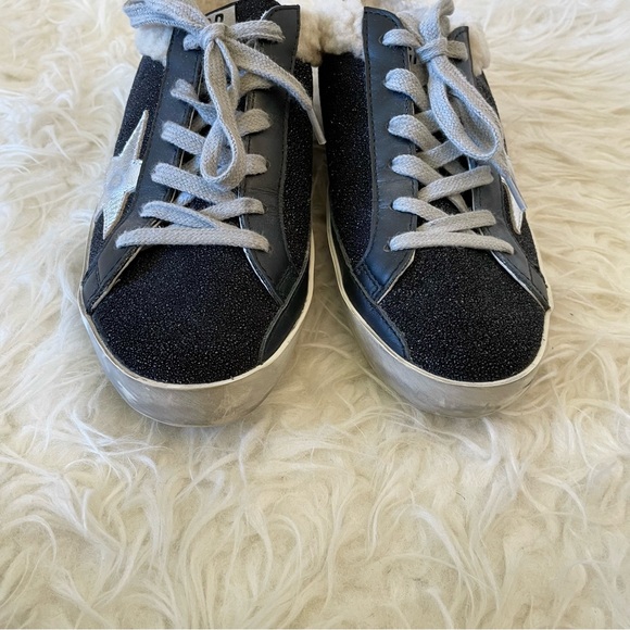 Golden Goose Superstar Sabot Sneaker Shearling Lined Black Silver Beige size 36 - Picture 8 of 16